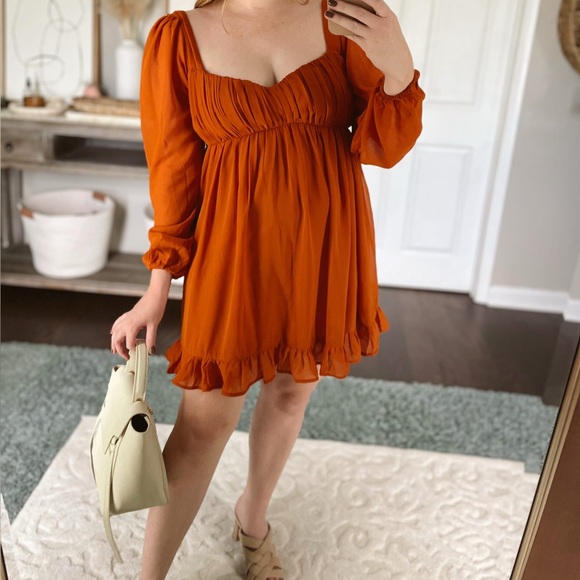 Abercrombie & Fitch Women’s Long-Sleeve Ruched Babydoll Mini Dress – Size Small - Picture 11 of 11